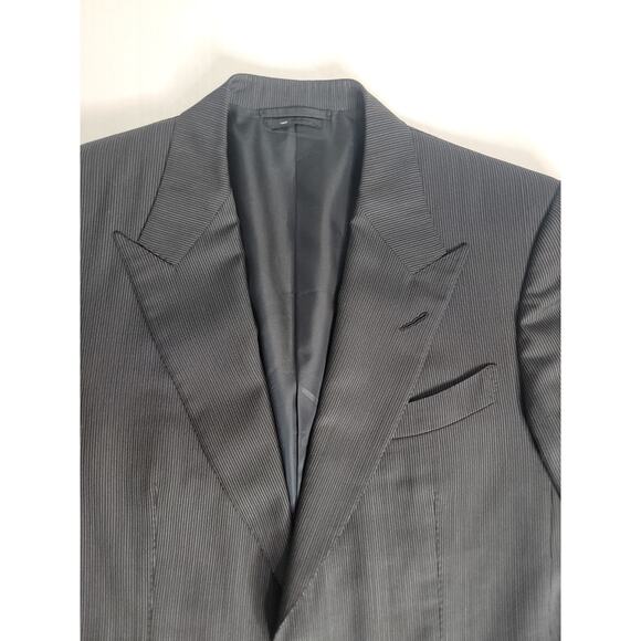 Tom Ford Blazer Mens SZ 52R (US 42) 100% Wool Black Gray Pinstripes Switzerland - Picture 2 of 16